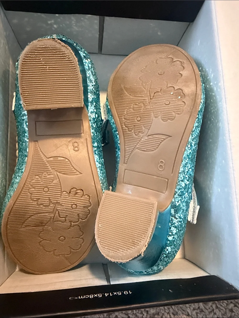 Girls Teal Glitter Bow Mary Jane Dress Shoes